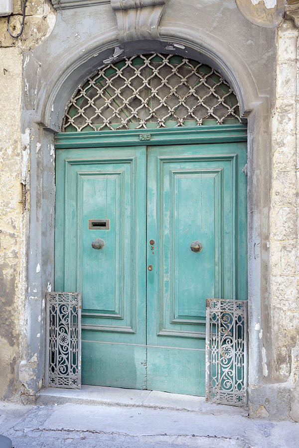 Photo 24225: Panelled, light green gate with latticed fan light