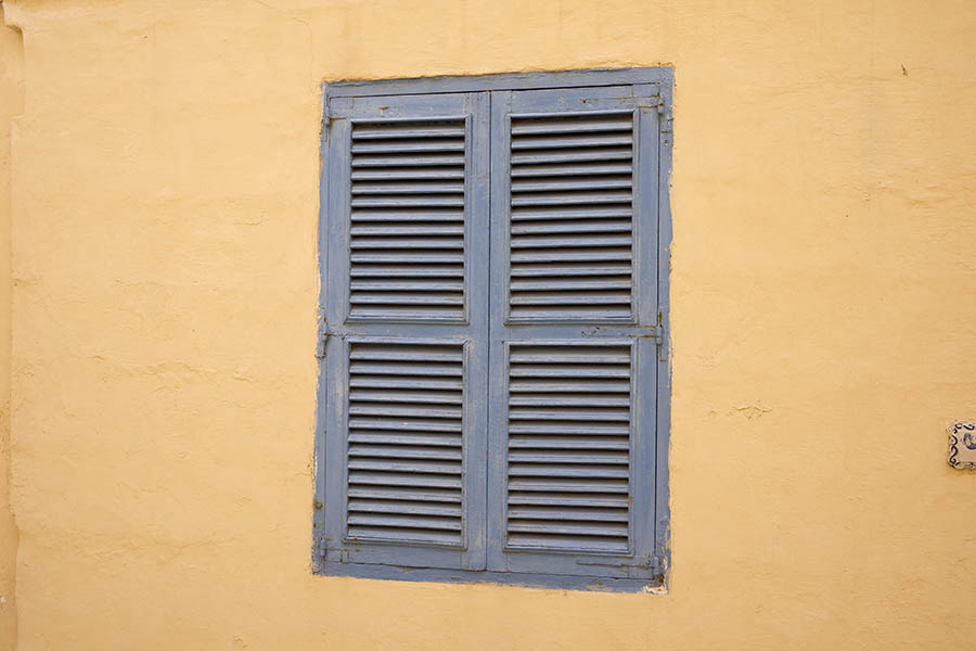 Photo 24309: Grey, shuttered window with two frames