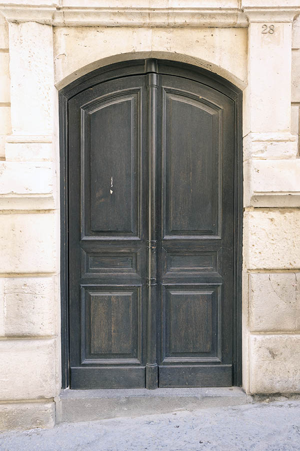 Photo 24354: Formed, panelled, black double door