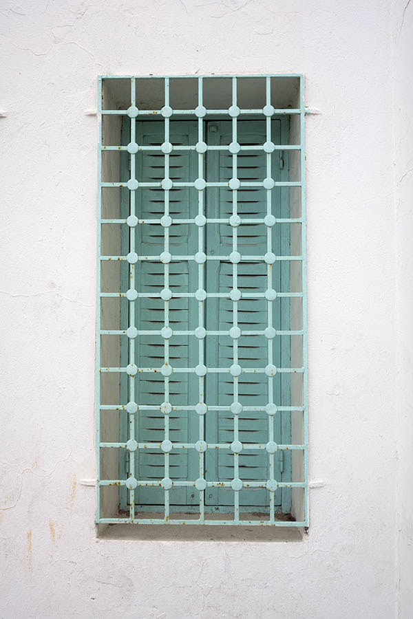 Photo 24603: Barred, carved, light green shutters