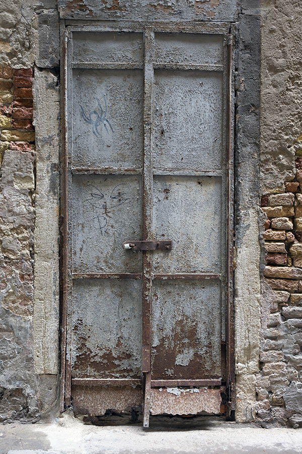 Photo 24768: Decayed, narrow, grey and rusty double door