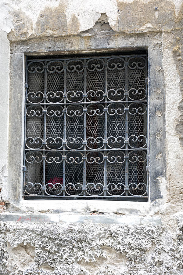Photo 24848: Latticed, barred, black window