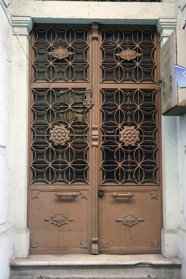 Photo 26472: Light brown, latticed plate metal double door