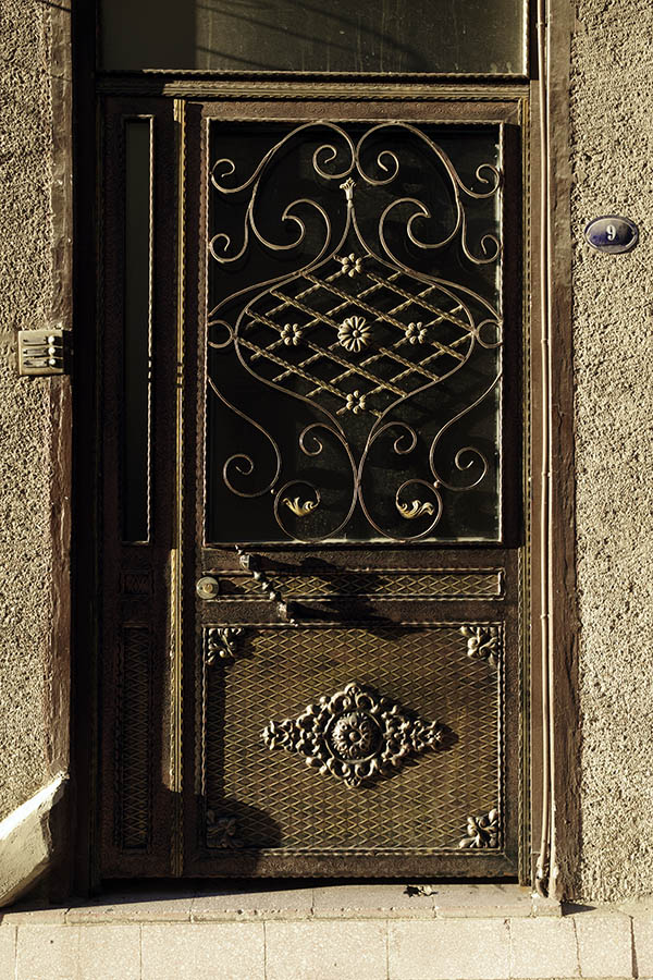 Photo 26478: Latticed, brown metal door with lattice