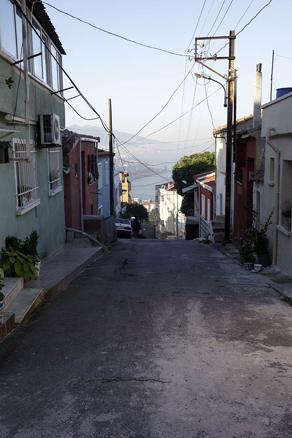 Photo 26553: White, green, red and blue facades from street in Izmir, Turkey