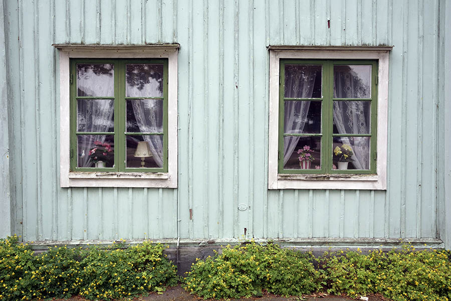 Photo 27011: Two green windows with six frames each in white frames