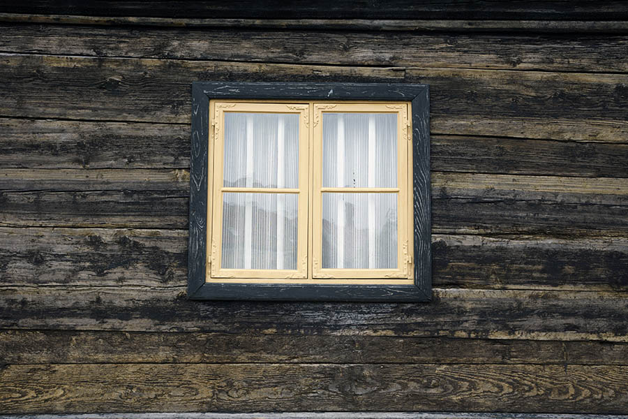 Photo 27209: Yellow and black window with two frames and four panes