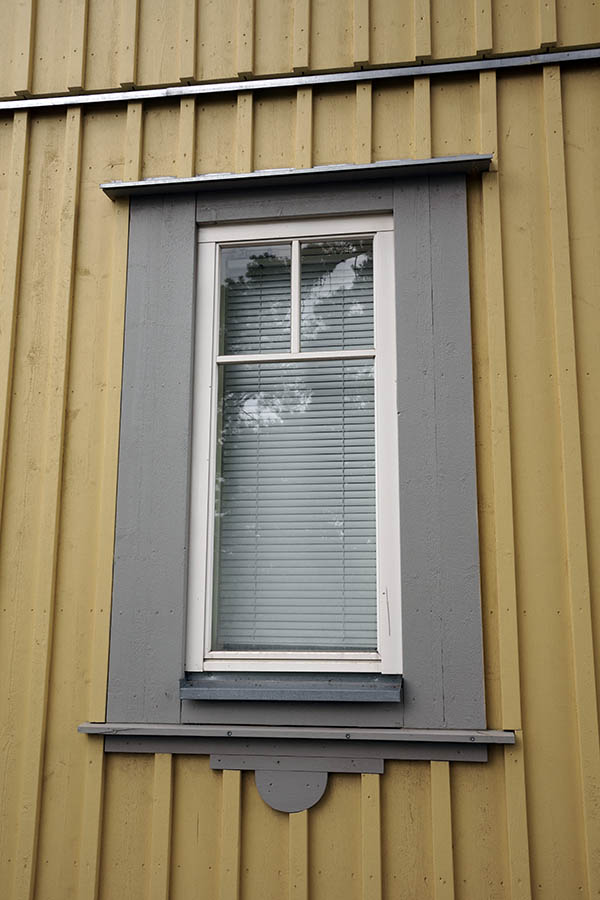 Photo 27367: Narrow, white window with three panes in a grey frame