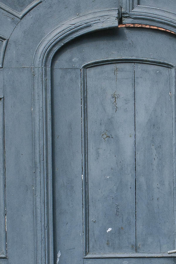 Photo 00431: Formed, panelled, teal gate