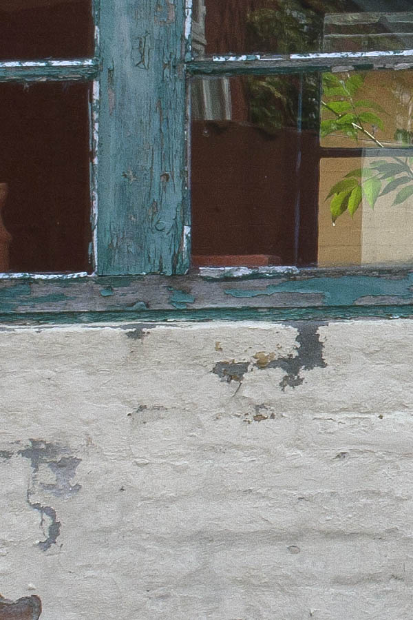 Photo 00450: Two worn, green windows