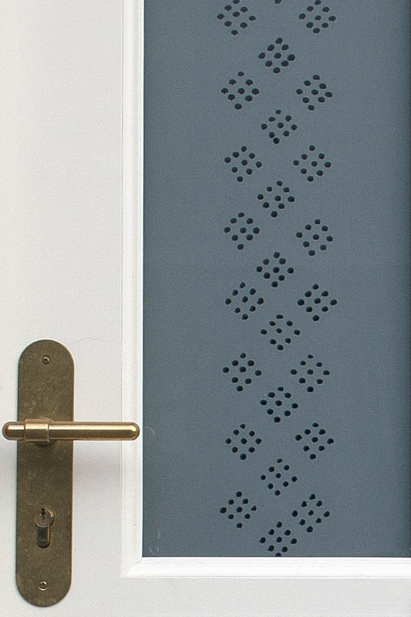 Photo 01747: Panelled, white door with two door lights