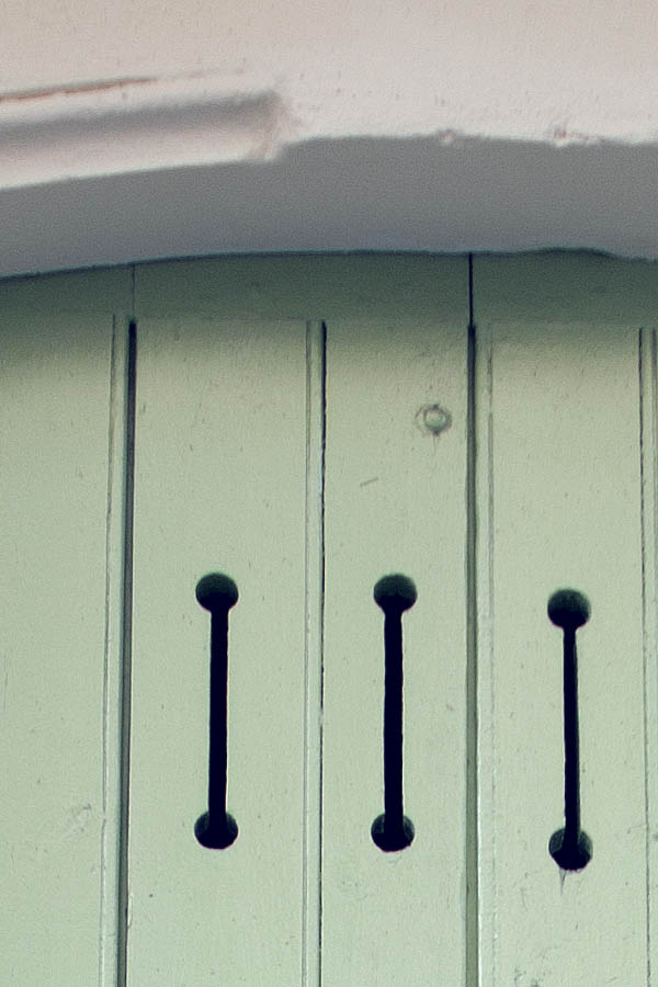 Photo 02181: Window with worn, light green shutter