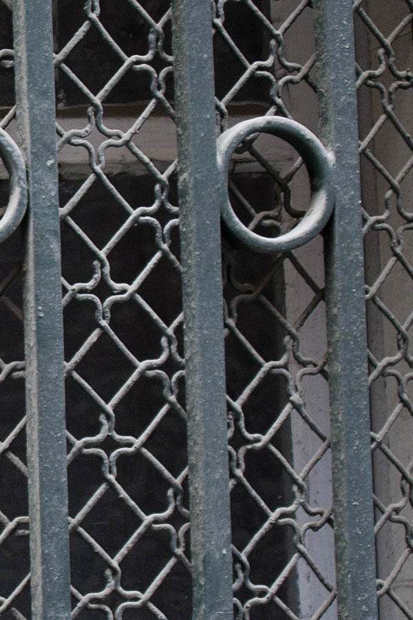 Photo 02467: White, latticed window with two frames