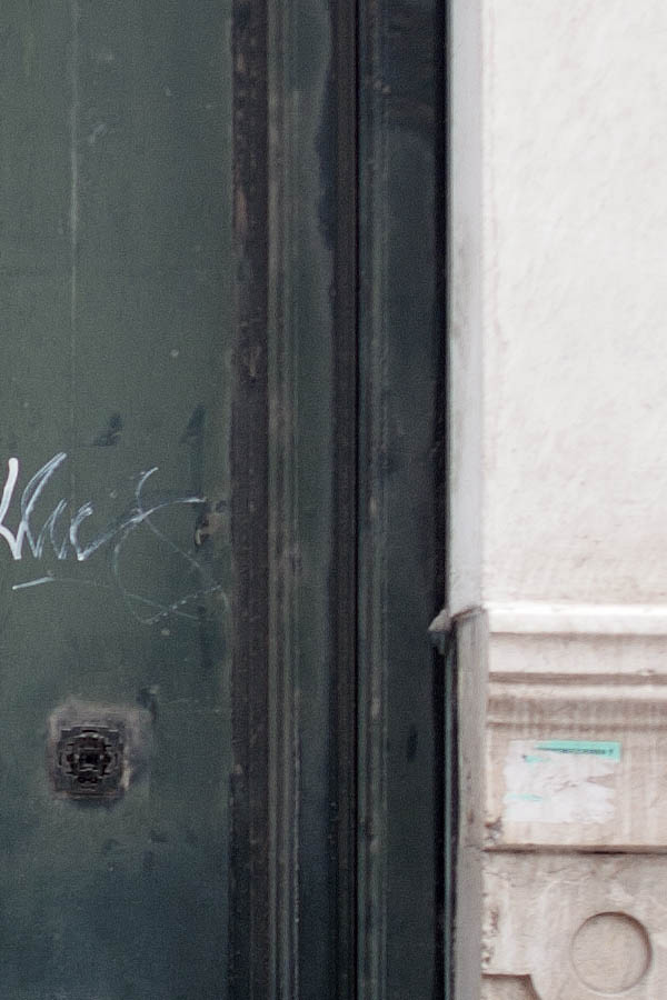 Photo 02612: Formed, panelled, green double door