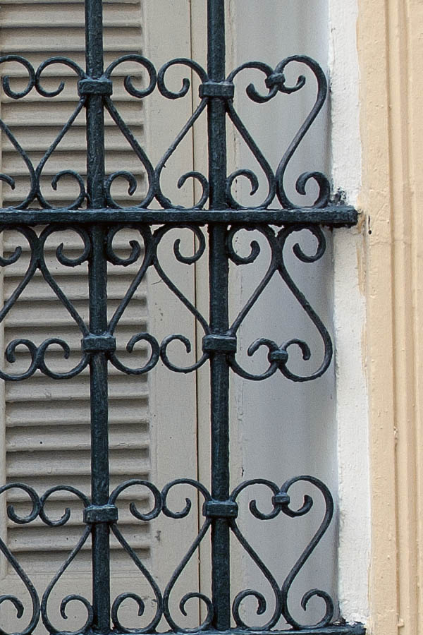 Photo 02702: Shuttered, latticed, formed, white window