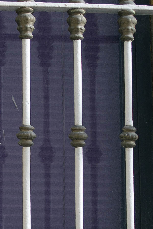 Photo 03238: Latticed, purple, blinded window