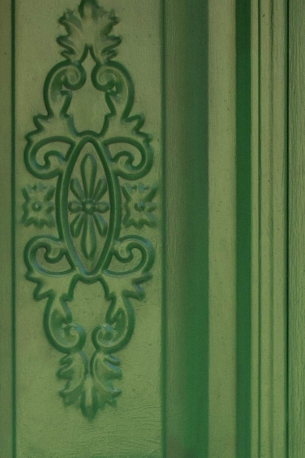 Photo 03296: Panelled, green, metal double door