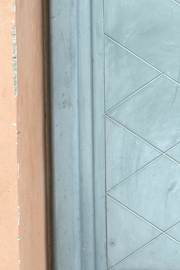 Photo 03358: Light green, formed, metal double door