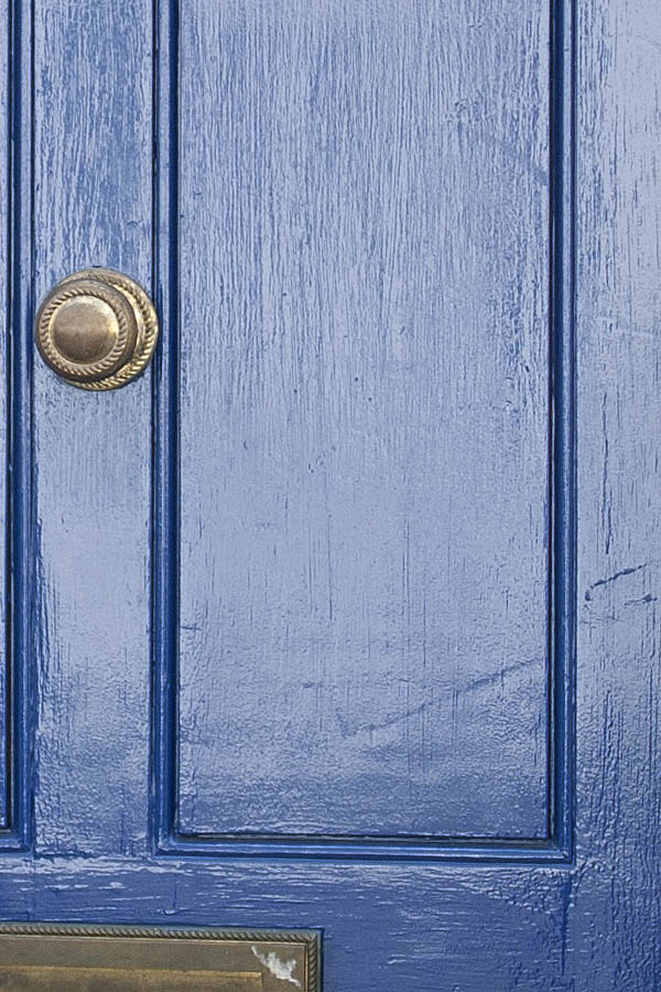 Photo 04494: Panelled, blue door with fan light