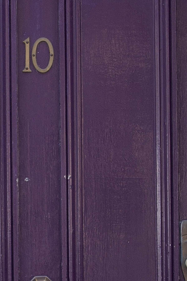 Photo 04542: Panelled, purple door with fan light