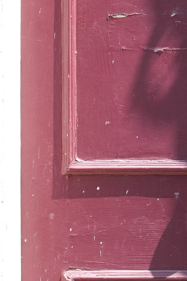 Photo 04554: Worn, panelled, purple door