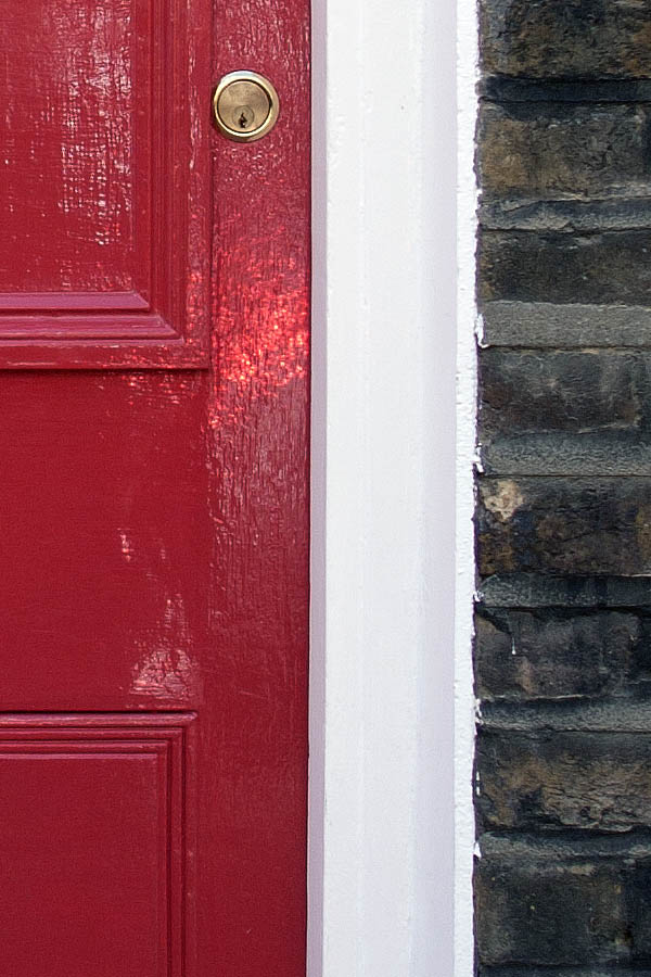 Photo 04587: Panelled, red door with fan light