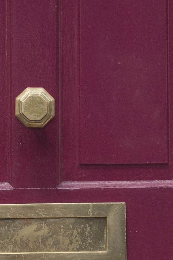 Photo 04623: Panelled, purple door with top window