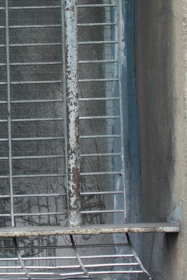 Photo 05043: Teal window with three panes and lattice