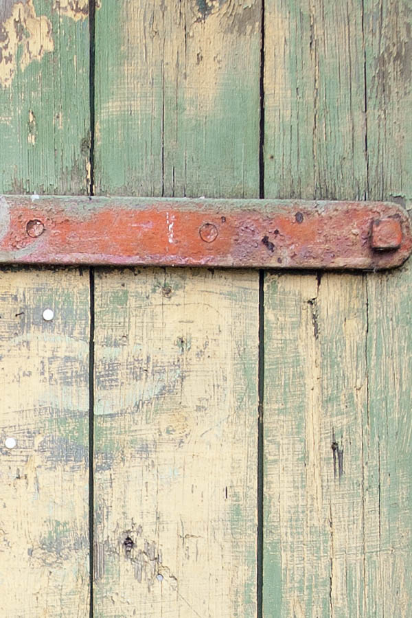 Photo 06229: Formed, green and yellow door