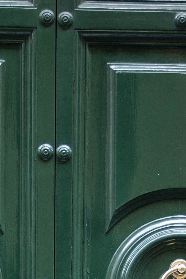 Photo 08043: Panelled, green double door with pilaster