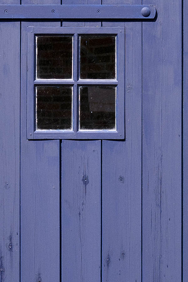 Photo 08747: New, blue garage door made of planks