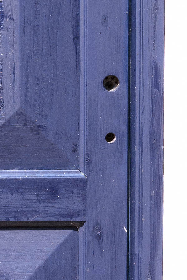 Photo 08749: Panelled, blue door with top window