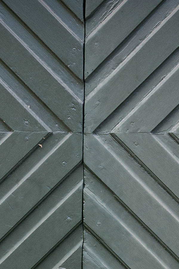 Photo 09393: Green double door with diagonal boards