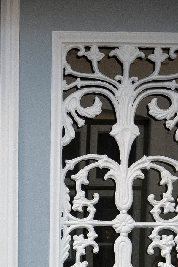 Photo 09562: Panelled, grey and white double door with door lights