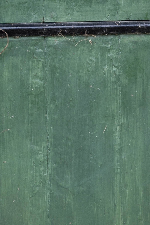Photo 09789: Green, black and white half-door made of planks