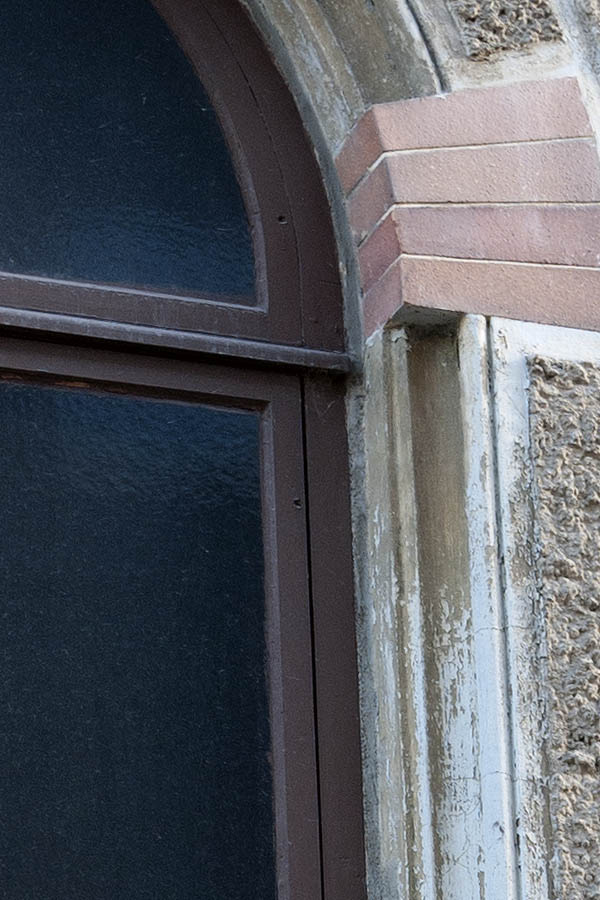 Photo 10429: Formed, brown window with four frames