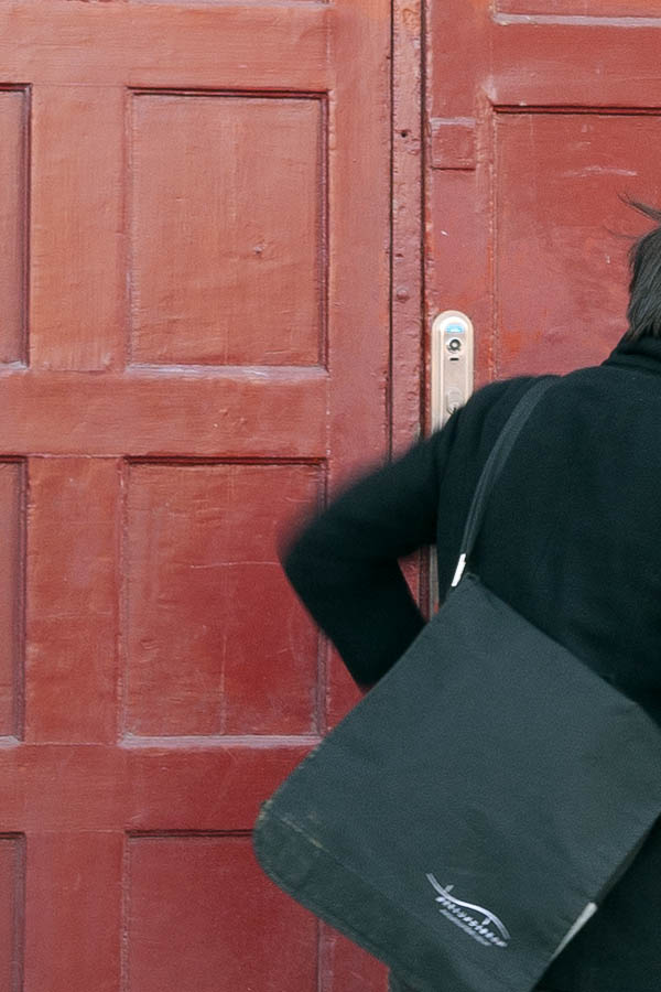 Photo 10530: Panelled, red gate
