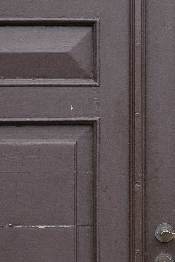 Photo 10584: Panelled, brown double door with fan light