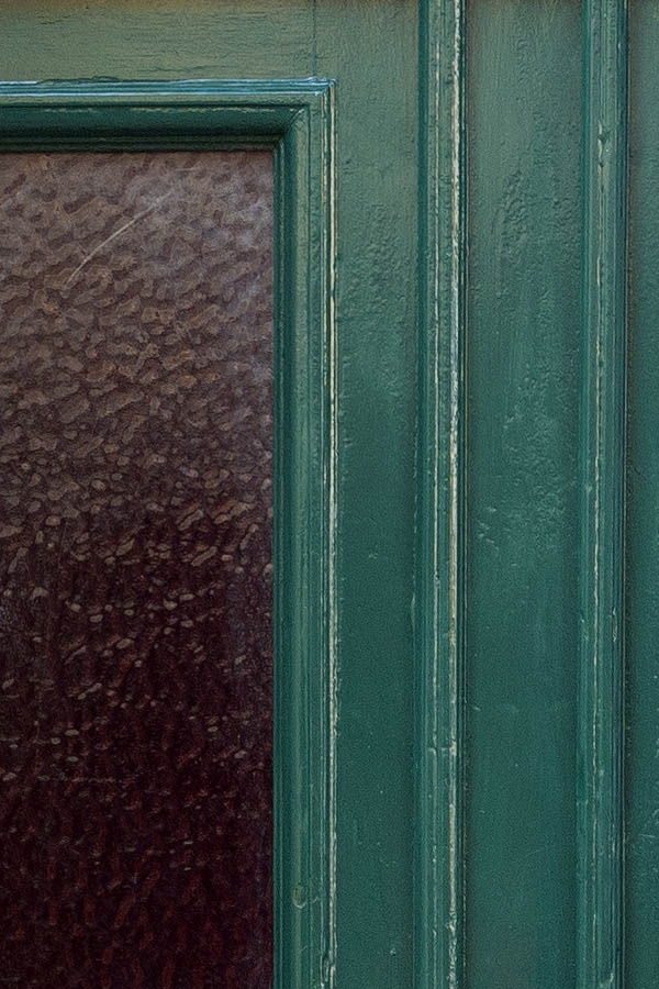 Photo 10825: Panelled, green double door with top window and door lights