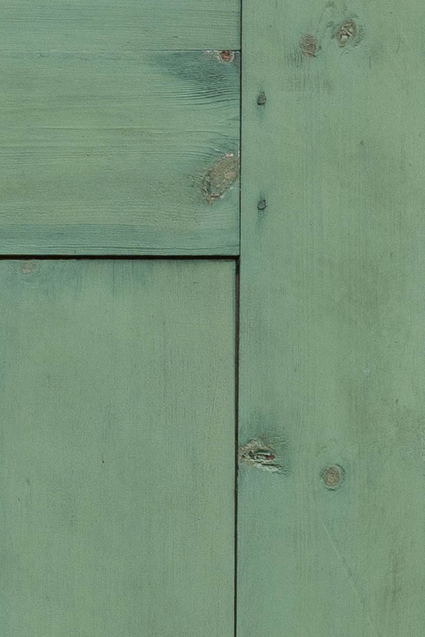 Photo 11139: Panelled, green privy door