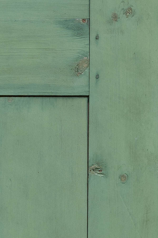 Photo 11139: Panelled, green privy door