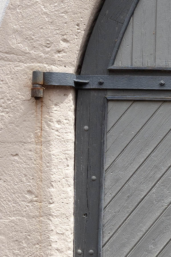 Photo 12050: Formed, panelled grey and brown double door