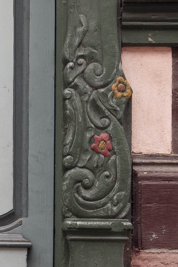 Photo 12185: Carved, grey and light grey double door with white top window