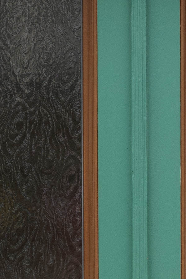 Photo 12463: Light green, light brown and white door with door lights and pilaster