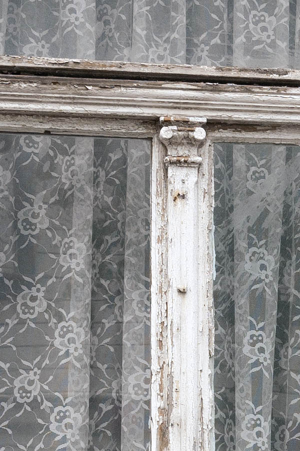 Photo 12579: Decayed, white window with four frames