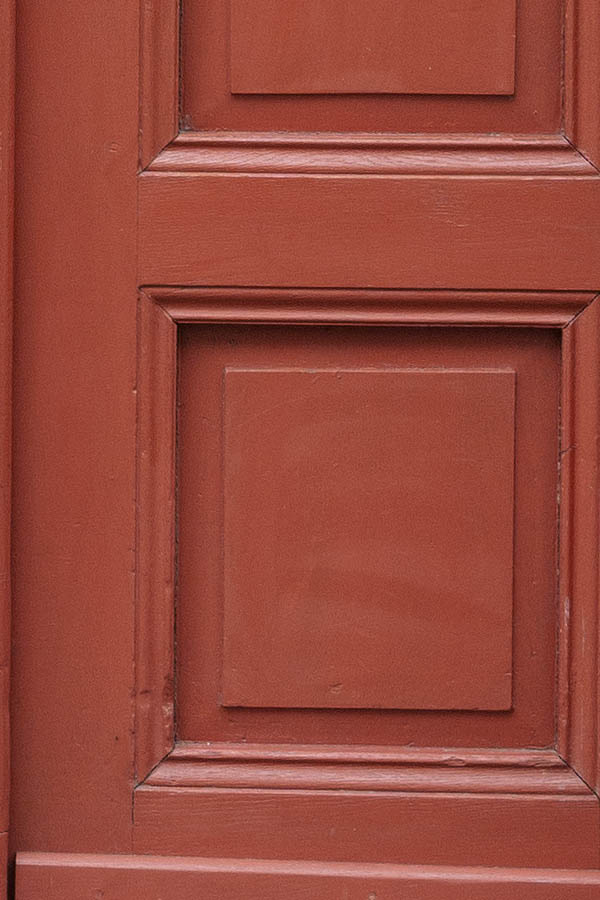 Photo 12615: Panelled, red double door