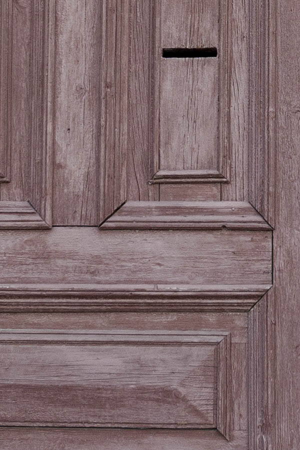 Photo 14244: Panelled, purple double door with latticed fan light