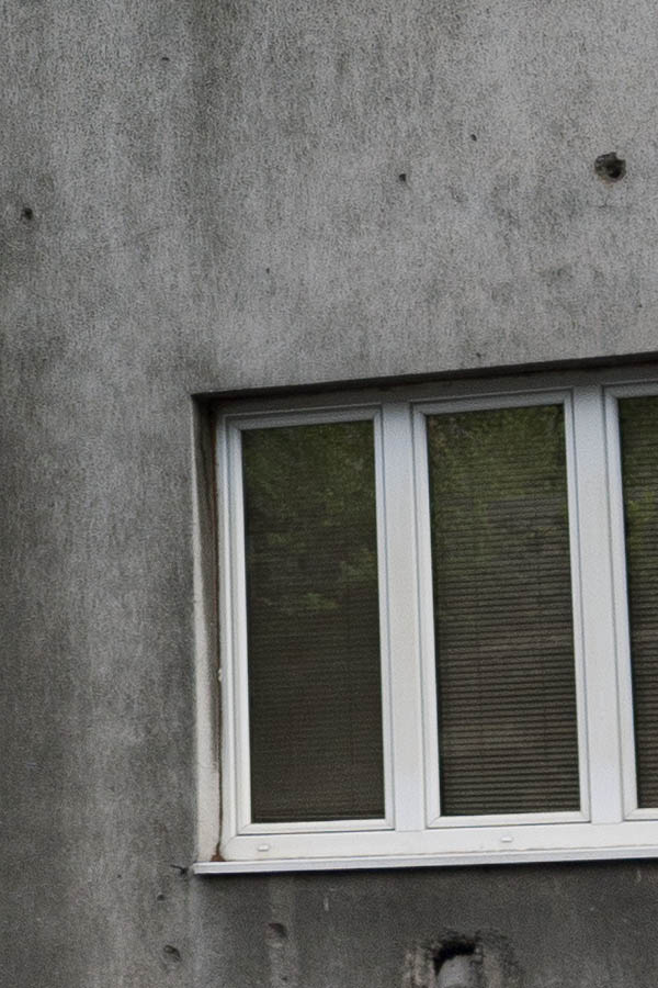 Photo 14650: Grey facade with 12 brown and white windows