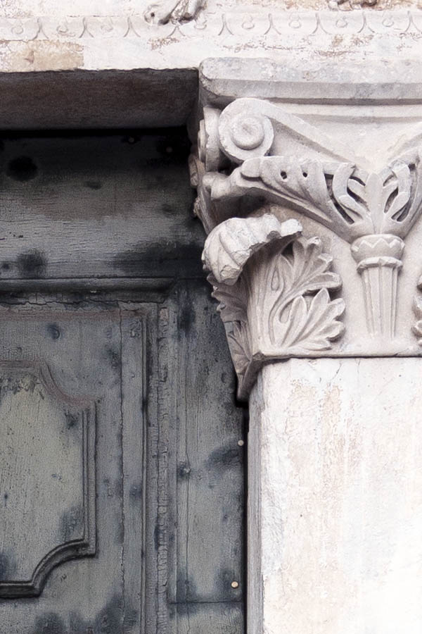 Photo 14768: Decayed, unpainted, black and green double door