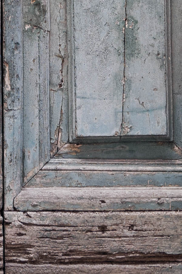 Photo 15155: Decayed, panelled, teal double door